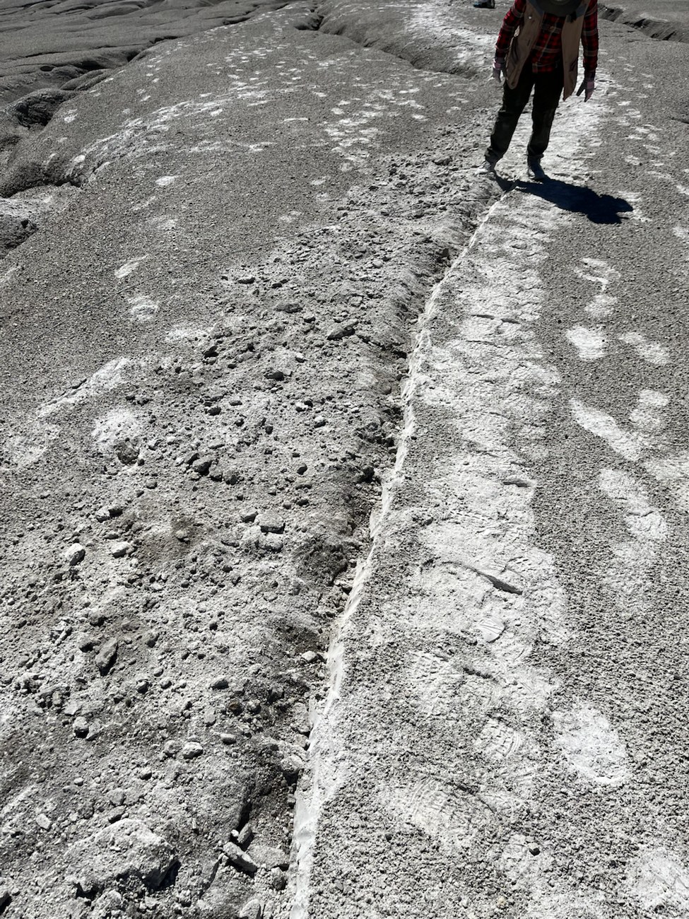 Fiber line on the ground during Cordón Caulle fieldwork
